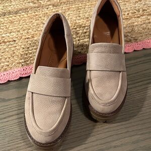 Taupe Leather Loafers for Women